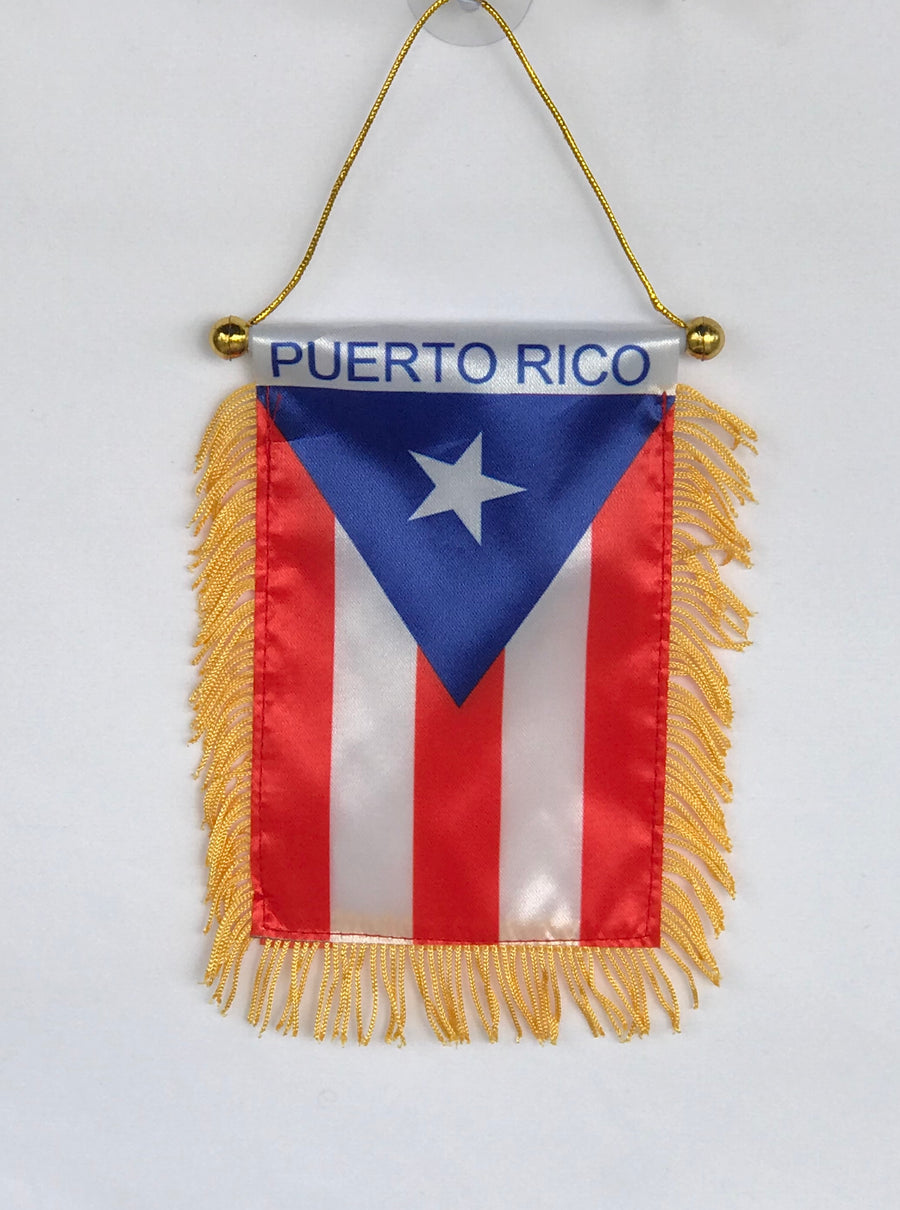 PUERTO RICO FLAG- REARVIEW MIRROR CAR PUERTO RICO FLAG PENNANT - [Eurysmarket]