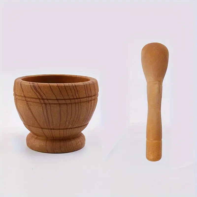 1pc, Premium Wooden Garlic Masher Pestle and Mortar Set