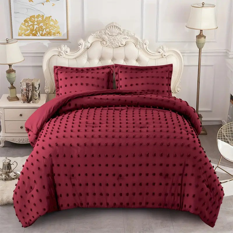 3PCS Swiss Dots Luxury Comforter Set - Includes Comforter + Pillowcases (No Core)