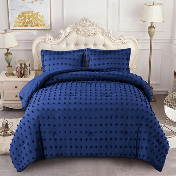 3PCS Swiss Dots Luxury Comforter Set - Includes Comforter + Pillowcases (No Core)