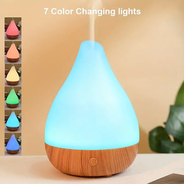 1pc Wood Grain Aromatherapy Air Humidifier with Vibrant Lighting - Oil Diffuser