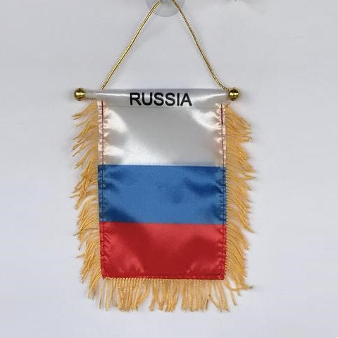 RUSSIA FLAG- REARVIEW MIRROR CAR RUSSIA FLAG PENNANT - [Eurysmarket]