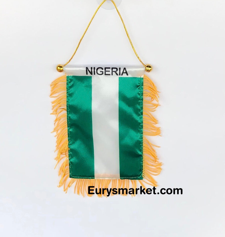 NIGERIA FLAG – REARVIEW MIRROR CAR NIGERIA FLAG PENNANT - [Eurysmarket]