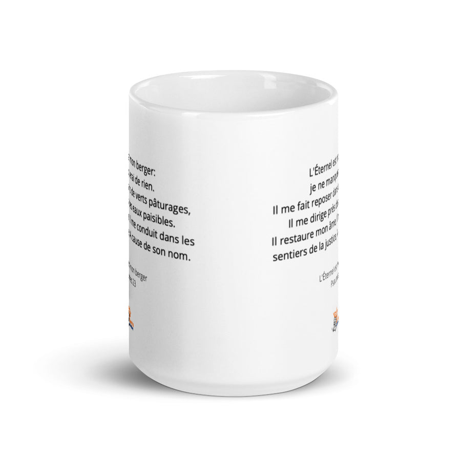 White glossy mug | L'Éternel est mon berger | Eury's Market
